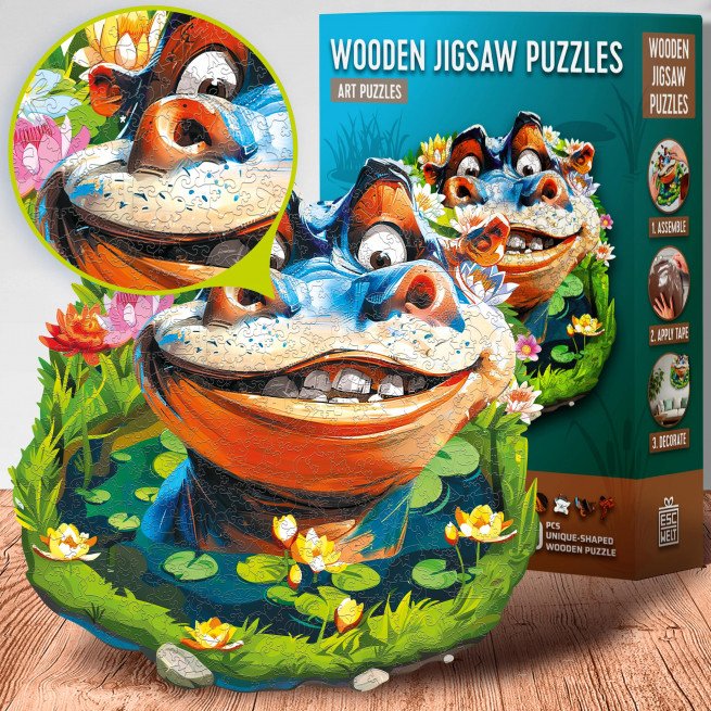 Images and photos of Funny Hippo Puzzle 500 pieces. ESC WELT.