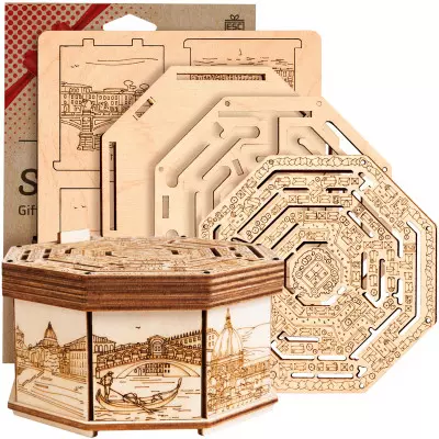 Wooden Secret MAZE BOX, 3D PUZZLE KIT FOR SELF-ASSEMBLY