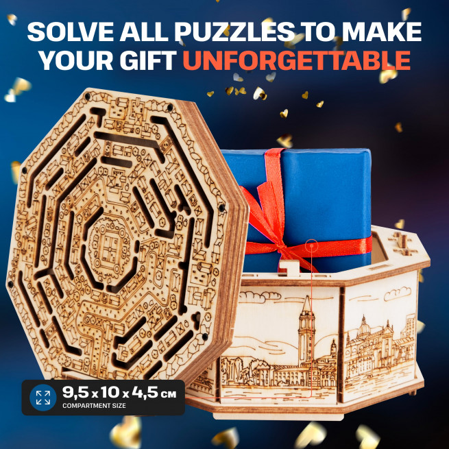 Images and photos of Wooden Secret MAZE BOX, 3D PUZZLE KIT FOR SELF-ASSEMBLY. ESC WELT.