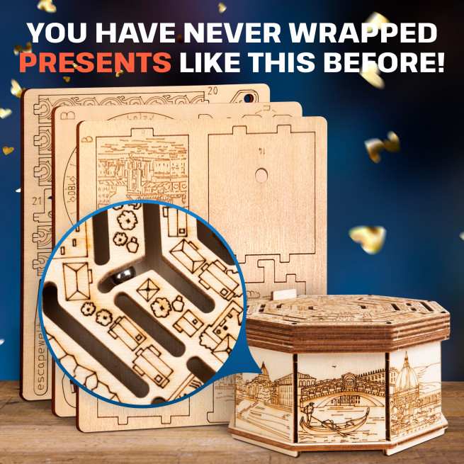 Images and photos of Wooden Secret MAZE BOX, 3D PUZZLE KIT FOR SELF-ASSEMBLY. ESC WELT.