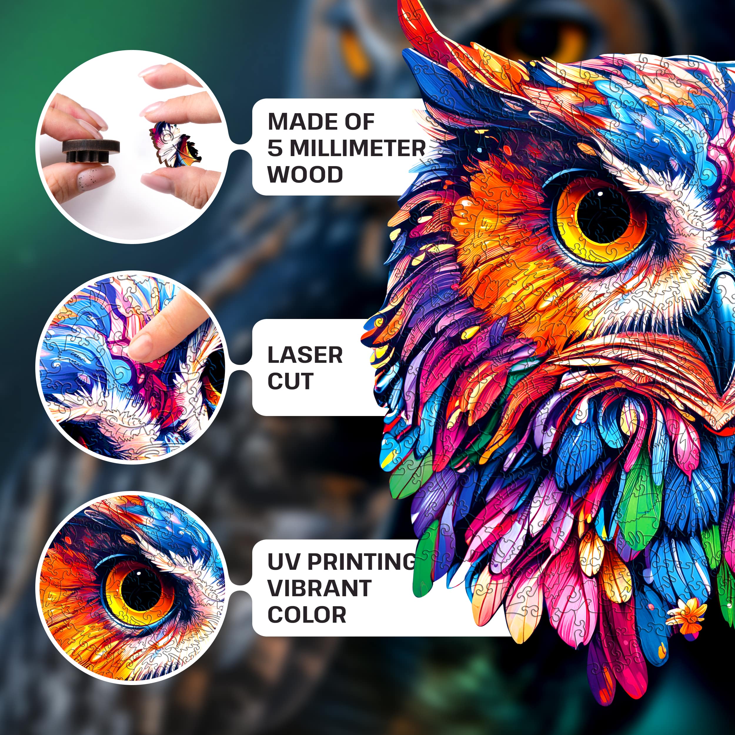 Images and photos of Owl puzzle 300 pieces. ESC WELT.