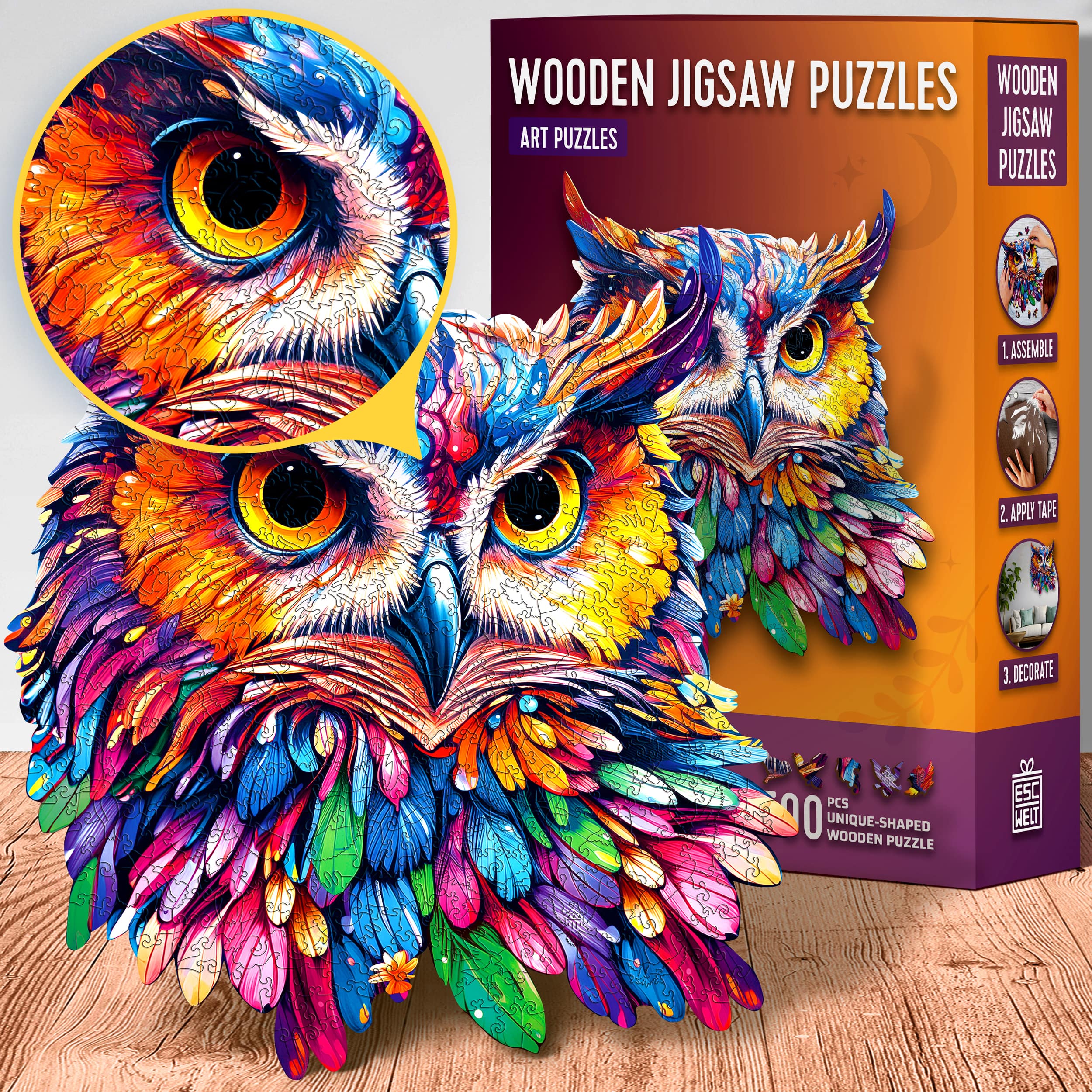Images and photos of Owl puzzle 300 pieces. ESC WELT.