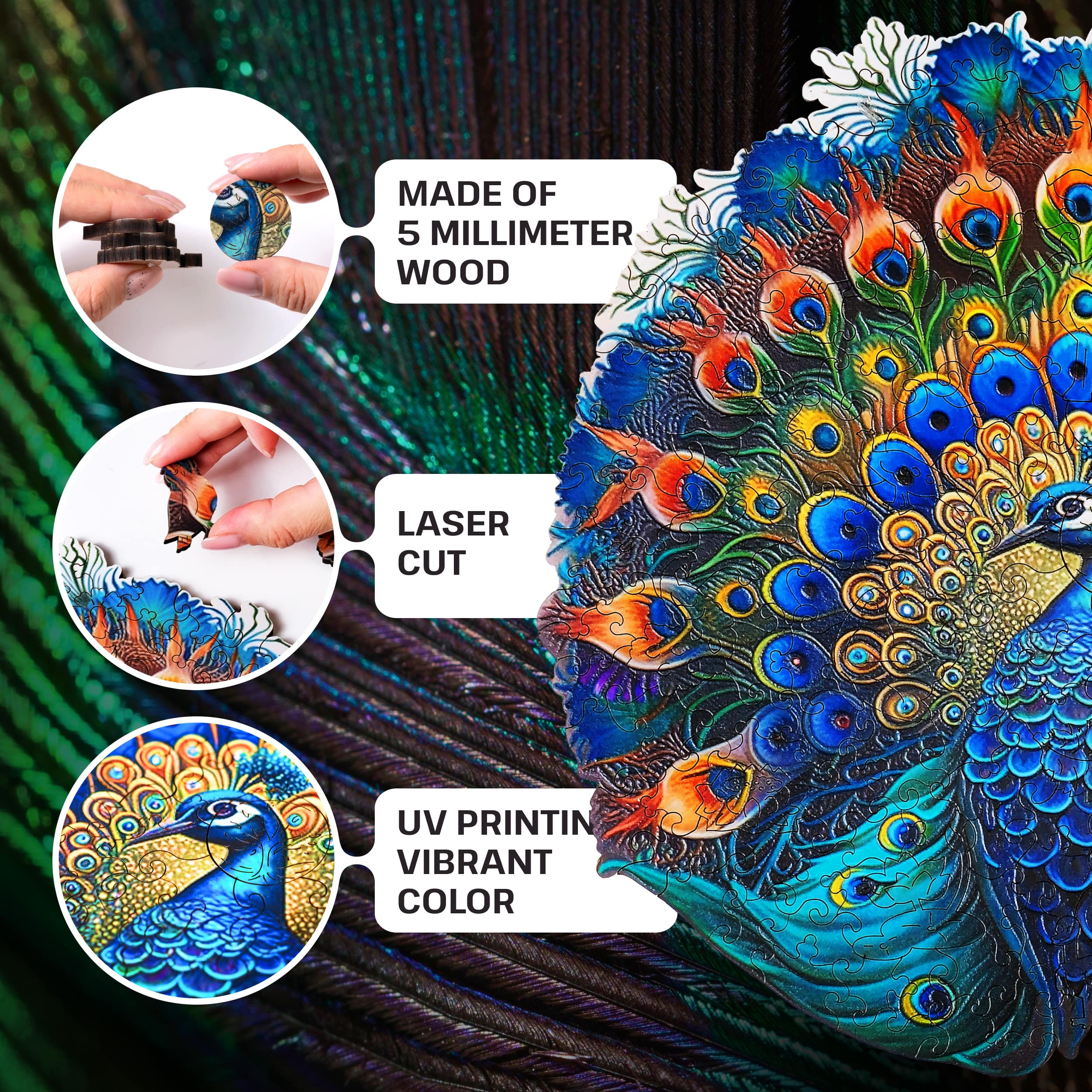 Images and photos of Peacock puzzle 200 pieces. ESC WELT.