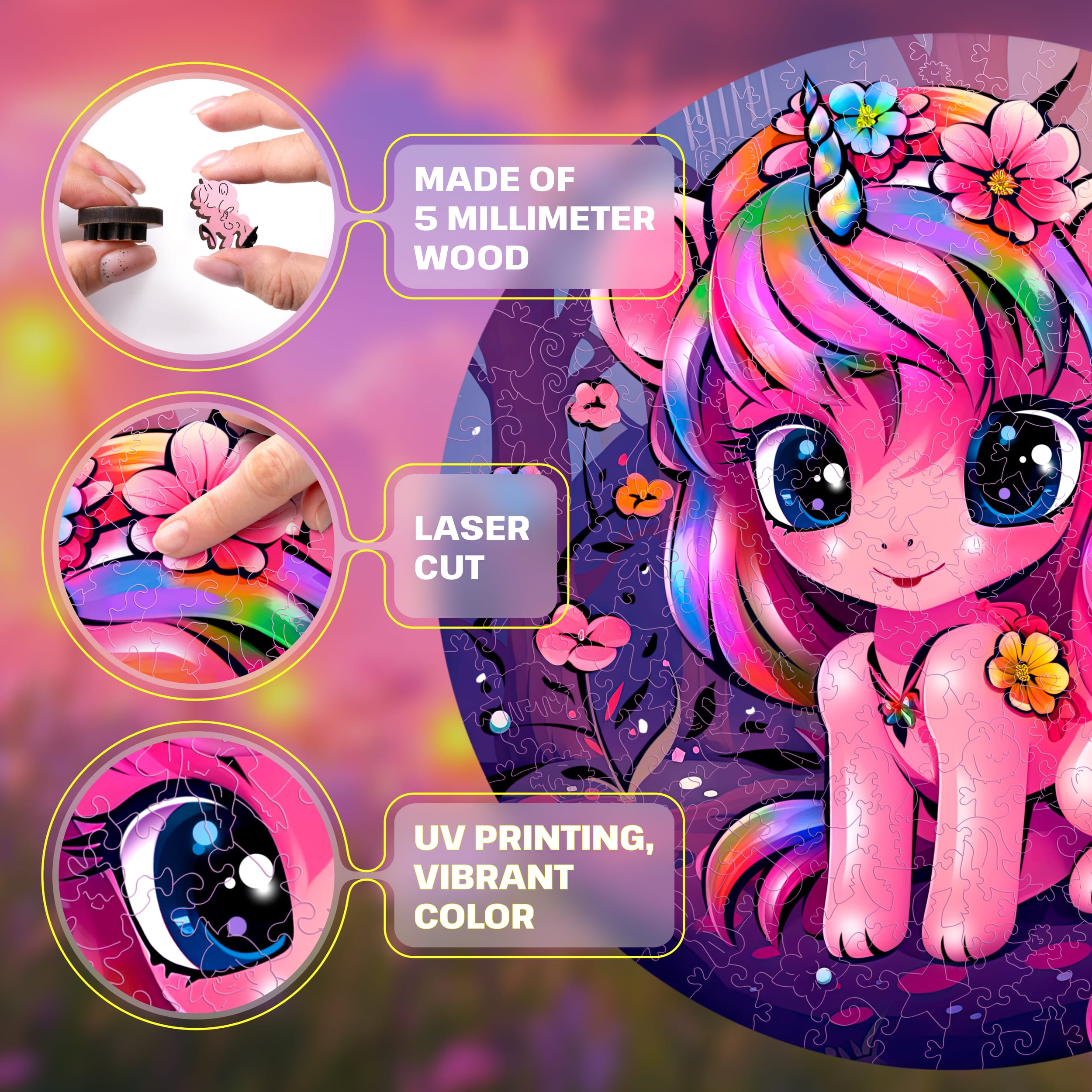 Images and photos of Unicorn Puzzle 200 pieces. ESC WELT.